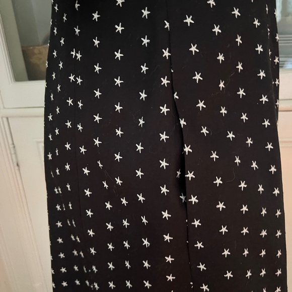 Anya Ponorovskaya Black Fitted Cotton Coat, Size 10, Embroidered Stars, Lined - Picture 6 of 8